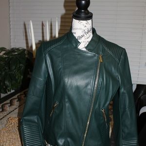 Vegan Forest Green Moto Jacket